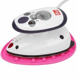 Prym Mini Dampf Bügeleisen Mit SEMPLIX Silikon Ablage Im Set (Pinky), Kleines Leichtes Für Reise und Zuhause