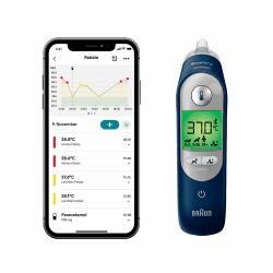 Braun ThermoScan® 7+ connect Ohrthermometer | Kompatibel mit der Braun Family Care™ App | Age Precision® Technologie | Farbcodiertes Digitaldisplay | Baby- und kleinkindfreundlich ThermoScan 7+ Connect