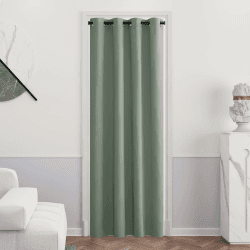 PONY DANCE Thermovorhang Kälteschutz Tür Kinderzimmer Gardinen Junge 1 Stück H 210 x B 132 cm Gardine Salbeigrün Verdunkelungsvorhang Abdunkelnd Tür Vorhänge mit Ösen Curtain H210 x B132 cm (1er Pack) Salbeigrün