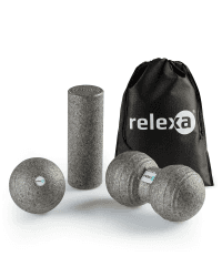 relexa Faszien Set MINI, 4-teiliges Ganzkörper Trainingskit, mit Faszienrolle, Twinball & Faszienball, flächige und punktuelle Selbstmassage, inkl. Faszien-eBook, in versch. Farben Grau