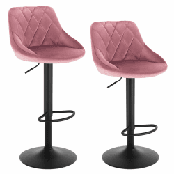 WOLTU BH219rs-2 Barhocker Tresenhocker, Gute gepolstert, Samt, Höhenverstellbar, Drehbar, 2 x Hocker, Rosa Rosa Samt