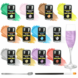 Essbares Glitzer Set, Roizefar 12 Farben geschmacklos essbare Glitzerpulver, Glitzer Essbar für Torte/Glitzer Essbar Getränke für Ostern, Weihnachten, Oktoberfest Party, Champagner, Cocktails. 4g/Dose 14-teiliges Set 12 farben