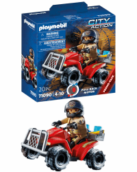 PLAYMOBIL City Action 71090 Feuerwehr-Speed Quad mit Rückzugsmotor, Spielzeug für Kinder ab 4 Jahren Einheitsgröße
