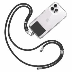 TBOC Band Handykette Schlüsselband Kette Handyschnur [Schwarz] Zum Aufhängen Nacken Umhängen Universal für Handy mit Pad [Matt Schwarz] Handyband Patch Karabiner Handy Lanyard Schlüsselbänder