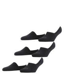 FALKE Damen Invisible Step High Cut 3-Pack Füßlinge atmungsaktive nachhaltige Baumwolle Invisible verstärkt weicher Rand und Silikon an der Ferse für besten Sitz und guten Halt einfarbig 3 Paar 35-36 Schwarz (Black 3000) neu - umweltfreundlich