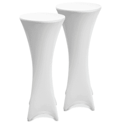 Beautissu 2er Set Stretch Stehtisch Husse Weiß Ø 60-65 cm Stella – Verstärkung im Fußbereich & 40°C waschbar, rutschfest & bügelfreie Husse für Stehtisch & Bistrotisch als Tisch-Überzug 2er Set - 60-65 cm Weiß