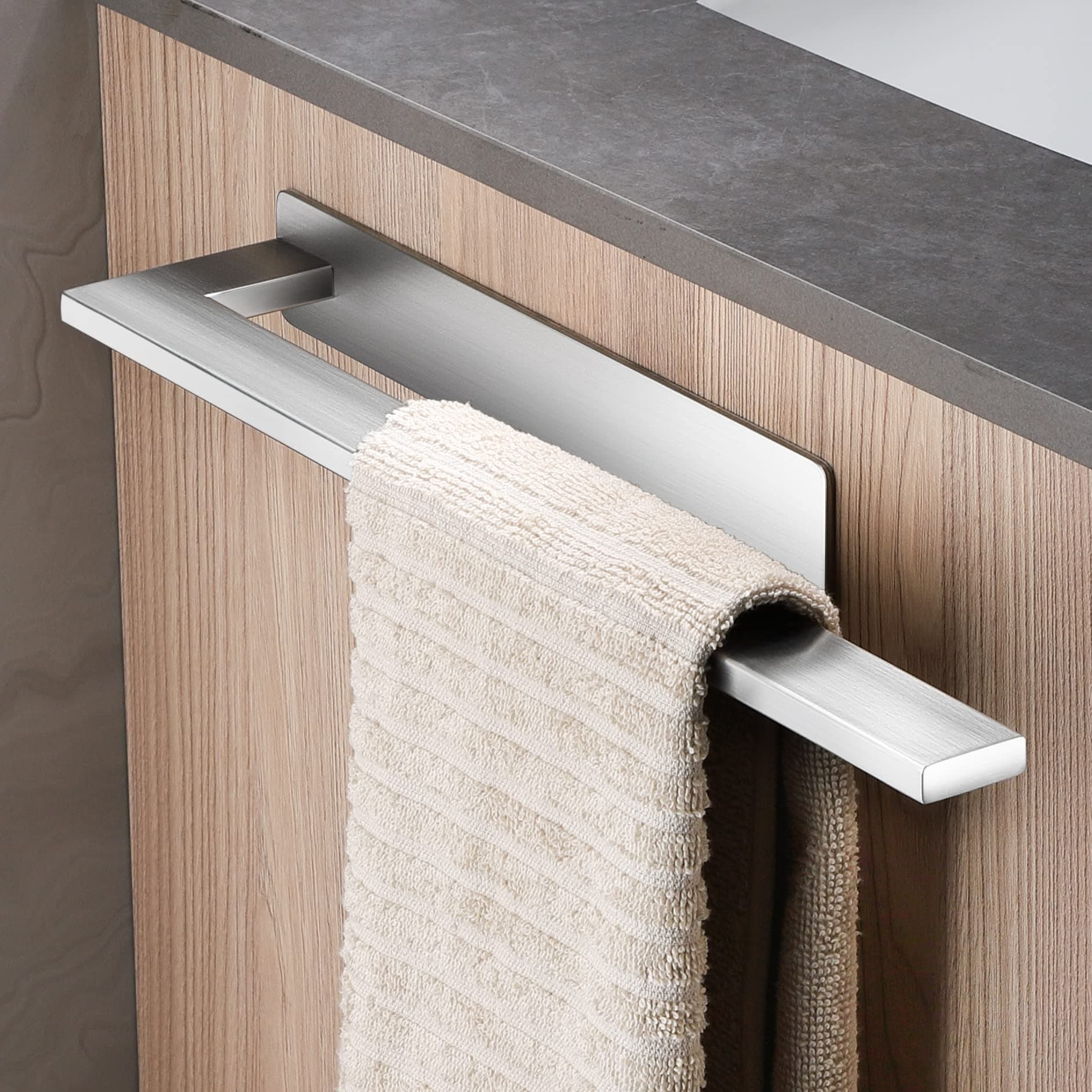 Dvocel Handtuchhalter ohne Bohren Handtuchhalter 304 Edelstahl Gebürstet Handtuchstange Wand Montierter Einarmig Handtuchhalter Kleben für Badezimmer Toilette Küche Silber #5 Silber