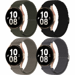 chinbersky 20mm Nylon Geflochtenes Armband Kompatibel mit Samsung Galaxy Watch 4/5/6/7/FE 40mm 44mm Armband/Watch 5 Pro/Watch 4&6 Classic/Active 2 40mm 44mm/Watch 3 41mm/Gear Sport/Gear S2 Classic Olivgrün/Schwarz/Stein/Space Grau 20mm