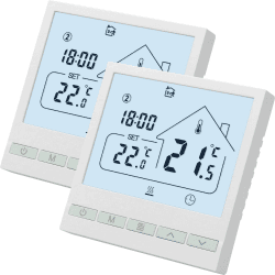 Beok 2er-Pack Thermostat Heizung Smart Thermostat Fussbodenheizung Digital Raumthermostat WiFi-Thermostat für Elektrische Fußbodenheizung Kompatibel Alexa,Google Home 16A TOL47WIFI Elektroheizung Thermostat 2Stk_WIFI