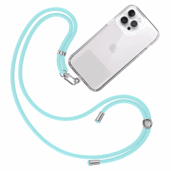 TBOC Band Handykette Schlüsselband Kette Handyschnur Zum Aufhängen Nacken Umhängen Universal für Handy mit Pad Handyband Patch Karabiner Hülle Handyhülle Lanyard Schlüsselbänder Pastellblau