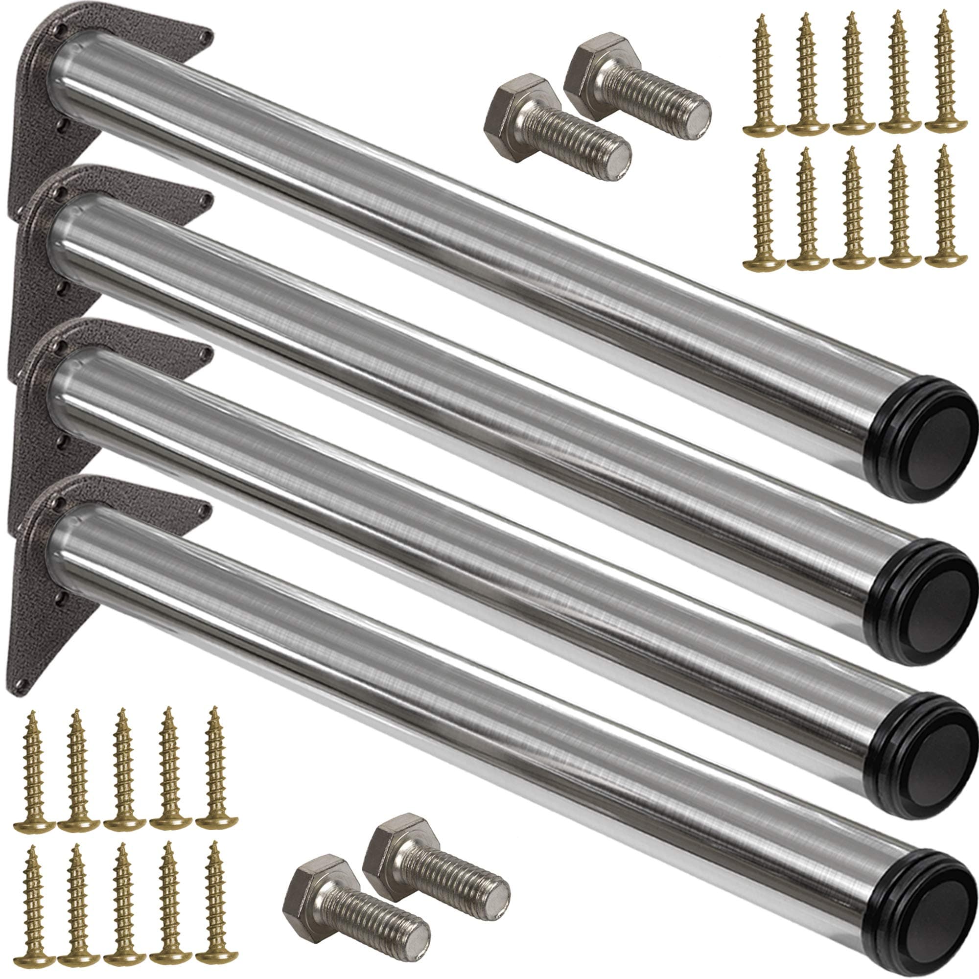 Stahlia 4 x Edelstahl Tischfuß Ø60 mm Tischbeine Möbelfuß |Höhe 820 mm|höhenverstellbar + 30 mm|inkl. Befestigungsmaterial |Tischfuss Verstellfuß Möbel Fuß Füße | Höhe:820 mm Echt Edelstahl 4-er Set