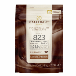 CALLEBAUT Receipe No. 823 - Kuvertüre Callets, Vollmich Schokolade, 33,6 % Kakao, 1kg - 1er Pack Single
