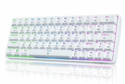 Dierya DK63 Gaming Tastatur,60% Kabellos Mechanische Tastatur mit Bluetooth/2.4G/Typ-C,Compact 63 Tasten Anti-Ghosting,RGB-Hintergrundbeleuchtung,US Layout,Linear Red Switch,weiße Red Linear Switch Weiß
