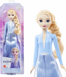 Mattel Disney Prinzessin Elsa Puppe, Die Eiskönigin Puppe im Reiseoutfit, kämmbare blonde Haare, beweglich, ausziehbarer Rock und Stiefel, Disney Geschenke, Spielzeug ab 3 Jahre, HLW48