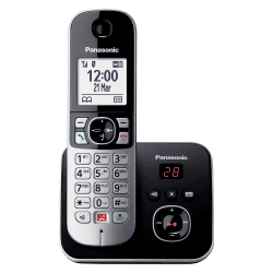 Panasonic KX-TG6861GB, Schnurlostelefos mit Anrufbeantworter, Anrufer-Identifikation, Blockierung störender Anrufe, automatische Anrufblockierung, Voll-Duplex Freisprechen, LCD-Display, Schwarz 1 Telefon mit Anrufbeantworter Schwarz
