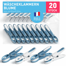 culiclean Wäscheklammern stabil ohne Abdruck Blume 20 Stück blau weiß/weiß blau robuste Kunststoff Kluppen Soft Grip Clothes Pegs ideal zum Aufhängen von Wäsche Hosen T Shirts Unterwäsche Socken 20 Stück 20 Stück Blau-weiss/Weiss-blau