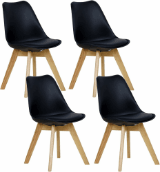 WOLTU 4er Set Esszimmerstühle Küchenstuhl Design Stuhl Esszimmerstuhl Kunstleder Holz Schwarz BH29sz-4 4er Set Schwarz