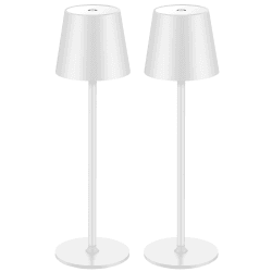 Zoeger 2 Stück LED Dimmbare Akku Tischlampe Kabellose, Wiederaufladbar Warme Lichtfarbe 3000K Tischleuchte Für Innen und Aussen mit USB-C, Aluminium, IP54 Wasserdichte, Schwarz Weiß