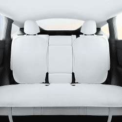 TOPABYTE Autositzbezüge-Set für Rücksitze passgenau für Tesla Model Y 2020-2024 Sitzschutz für Vier Jahreszeiten universal Modifikation im Innenbereich Weiß (Ohne Logo) White Ice Silk 3pcs Rear Seat For Model Y NO LOGO