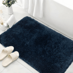 Mibao Badteppich, rutschfeste und waschbare Badematte, Weicher Flauschiger Badvorleger, Shaggy Hochflor-Mikrofasermatte für das Badezimmer, Badezimmerteppich 50 x 80 cm Dunkel Blau Dunkel Blau 50 x 80 cm