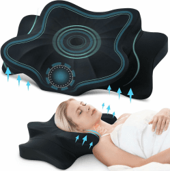 DONAMA Memory Foam Kissen ergonomisches Nackenkissen Kopfkissen Seitenschläferkissen für Seiten, Rücken & Bauchschläfer Reinschwarz 63 x 38 x 14 cm