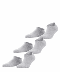 FALKE Unisex Cool Kick Sneaker 3-Pack Sneakersocken atmungsaktives schnelltrocknendes Material leichte Polsterung Plüschsohle kühlend flache Naht an Fußspitze sportlich einfarbig Multipack 3 Paar Grau (Light Grey Melange 3775) neu - umweltfreundlich 35-36
