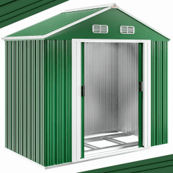 GARDEBRUK® XL Metall Gerätehaus 2m² mit Fundament 200x135x190cm Schiebetür Grün Geräteschuppen Gartenhaus Schrank 4m³
