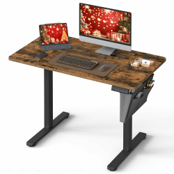 SONGMICS Höhenverstellbarer Schreibtisch elektrisch, 60 x 110 x (72-120) cm, Verstellbarer Tisch, Memory-Funktion für 4 Höhen, für Homeoffice, Arbeitszimmer, vintagebraun-tintenschwarz LSD131K01 60T x 110B x (72-120)H cm Vintagebraun + Tintenschwarz