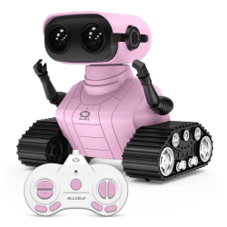 ALLCELE Roboter Kinder Spielzeug, Wiederaufladbares Ferngesteuertes mit LED-Augen Musik und Interessanten Geräuschen für ab 3 4 5 6 7 8 Jahre Jungen und Mädchen Geschenk -Pink Hell-pink Standard