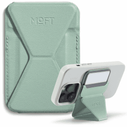 MOFT Magnetischer Handy Wallet Ständer, Veganem Leder Kartenhalter Stand Kompatibel mit Magsafe iPhone 15 14 13 12 Serie, 3 Betrachtungswinkel Seegrün