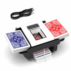Automatischer Kartenmischer, Kartenmischmaschine Elektrische mit AUTO und Manuellem Modus, 1-2 Decks Wiederaufladbarer Geräuscharm kartenmischgerät für UNO Kartenspiel, Poker, Skip Bo, Phase10