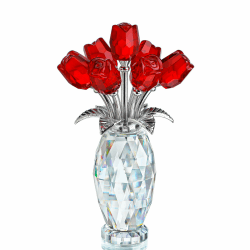 Kristallrosen Blumenfigur Blumenstrauß Ornament aus Glas, Glasrosen Blumengeschenk zum Muttertag, Valentinstag, Weihnachten, Hochzeit Rote Rose2