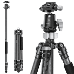 K&F Concept X-Series Carbon Stativ, 172cm Kamera Stativ, Professionelles Fotostativ mit 30mm Metallkugelkopf, Tragfähigkeit 12KG,Tripod für Innen- und Außen-Fotographie X254C4+BH-30 172CM+12KG Drehverriegelung
