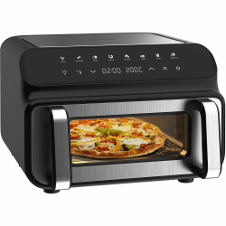 iceagle Grill & Heißluftfritteuse 10L Airfryer XXL - 2000W Heissluftfriteuse mit Ober- und Unterhitze | Friteuse Air Fryer ohne Öl, Sichtfenster, Digitalem Display, 8 Programmen