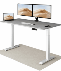 Desktronic Höhenverstellbarer Schreibtisch 160x80 cm - Stabiler Schreibtisch Höhenverstellbar Elektrisch - Standing Desk mit Touchscreen und Integrierten Ladesteckern Weiß + Grau 160 x 80 cm