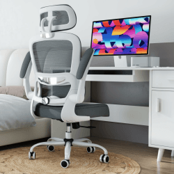 TRALT Bürostuhl Schreibtischstühle Mesh Computer Schreibtischstuhl mit Rollen Ergonomischer Bürostuhl Höhenverstellbar Drehstuhl Arbeitsstuhl (Grau) Hellgrau