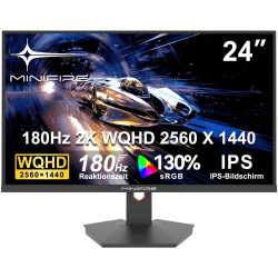 Minifire Gaming Monitor 24",180 Hz, WQHD(2560 x 1440),Nano IPS, OD 1ms, HDR, 130% sRGB, AMD FreeSync+,Motion Blur Reduction Technologie, VESA(75 x 75 mm) - Schwarz MFG24X5Q 24''/180Hz/WQHD/HDMI/DP