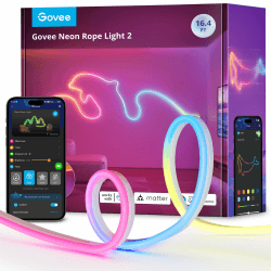 Govee Neon Rope Light 2, RGBIC Neon LED Strip 5m mit Form-Mapping, DIY Design, Funktioniert mit Alexa, Matter und Google Assistant, Neon LED Streifen für Schlafzimmer Wohnzimmer Wanddekoration, Weiß 5m Weiß