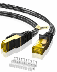 ARISKEEN Cat 8 Ethernet Kabel 12M, Cat8 Geflochten Flach Hochgeschwindigkeit (40Gbps 2000Mhz/s) Gigabit Rj45 STP Geschirmtes Internet Netzwerk Lan Patch Kabel Draht für Router Modem Panel