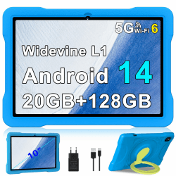 Tablet Android 14 Tablet 10 Zoll mit 5G WiFi 6 Octa-Core, Kinder Tablet 20GB RAM+128GB ROM (TF 1TB), Tablet Widevine L1, Tablet für Kinder Parental Controls, 6000mAh,Bluetooth 5.0, Tablet Kinder, Blue Blau-2