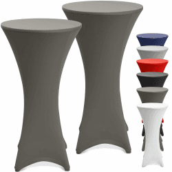Beautissu 2er Set Stretch Stehtisch Hussen 80cm Anthrazit – Waschbar Bügelfrei Stehtisch Hussen für Stehtische Stehtischhussen rutschfest Verstärkung Fußbereich Tischhusse Tischdecke Stehtisch Stella 2er Set - 80-85 cm Anthrazit