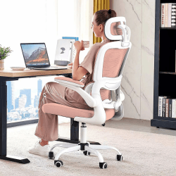 TRALT Bürostuhl Schreibtischstühle Mesh Computer Schreibtischstuhl mit Rollen Ergonomischer Bürostuhl Höhenverstellbar Drehstuhl Arbeitsstuhl (Schwarz) (Pink) Rosa