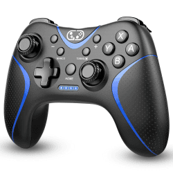 Switch Controller für Nintendo Switch/Switch Lite/Switch OLED,Switch Pro Controller mit Aufwachen,PC Controller,Bluetooth Gamepad mit Programmierbar Button,6-Achsen Gyroskop,Turbo&Auto,Dual Vibration Schwarz&Blau
