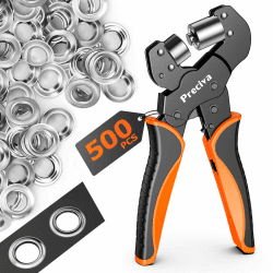 Ösenzangen Set, Profi Ösenzange mit Hebeltechnik Sichere Ösenpresse 10mm mit 500 Ösen Magnetische Ösenpresse aus gehärtetem Stahl Ösenstanze für PVC-Banner, Planen, Karton Schwarz