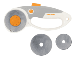 Fiskars Duoloop Titan-Rollschneider, Rollmesser mit Schlaufengriff, Rechts- und Linkshändig, Klingen-Durchmesser: 45 mm und 60 mm, Orange/Weiß/Grau, 1066048 Rollmesser Ø 45/60 mm, DuoLoop (NEU)