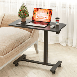 Dripex Beistelltisch mit Rollen Laptoptisch Höhenverstellbar Schreibtisch aus Holz, Sofatisch Nachttisch Kaffeetisch Schlafzimmer, Wohnzimmer Schwarz Schwarz 40T x 80B x 107H cm