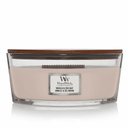 WoodWick ellipsenförmige Duftkerze mit knisterndem Docht | Vanilla & Sea Salt | Brenndauer bis zu 50 Stunden Ellipse Vanilla & Sea Salt
