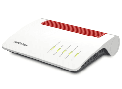 AVM FRITZ!Box 5590 Fiber (Wi-Fi 6 Glasfasermodem (WLAN AX), bis 4.800 MBit/s (5 GHz) und 2.400 MBit/s ( 2,4 GHz), WLAN Mesh, DECT-Basis, 2,5-Gigabit-LAN-Port, geeignet für Deutschland) Weiß/Rot
