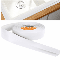 Flintronic Weichsockelleiste, 19 x 19mm 25m Weichsockelleiste Selbstklebend für Küche und Badezimmer, Selbstklebende Abschlussleiste aus PVC, Flexible Knickleiste - Fugendichtungsband #6 25M x 38MM ^28 Weiß 25m