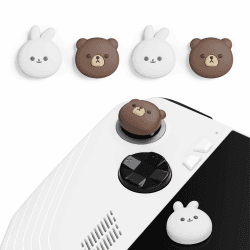 PlayVital Cute Joystick Kappen für ROG Ally, Silicone Daumensticks Abdeckung Daumenkappen Zubehör für ROG Ally X 2024 Konsole-Molliger Bär & Smiley Hase